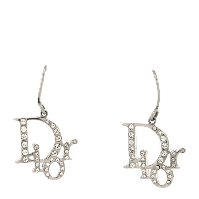 Crystal Logo Earrings Silver