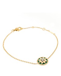18K Yellow Gold Diamond Malachite Rose Des Vents Bracelet