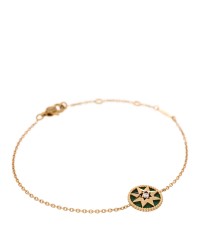18K Yellow Gold Diamond Malachite Rose Des Vents Bracelet