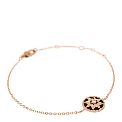 18K Rose Gold Diamond Black Onyx Rose Des Vents Bracelet