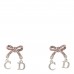 Crystal Bow Earrings Silver Pink