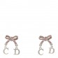 Crystal Bow Earrings Silver Pink