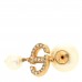 Pearl Crystal Tribal CD Drop Earrings Gold