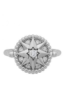 18K White Gold Diamond Rose Des Vents Pave Ring 49 5