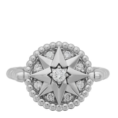 18K White Gold Diamond Rose Des Vents Pave Ring 49 5