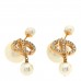 Pearl Crystal Tribal CD Drop Earrings Gold