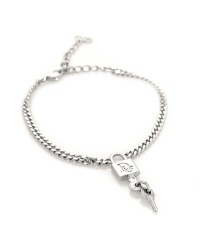 Metal Lock and Key Bracelet Silver