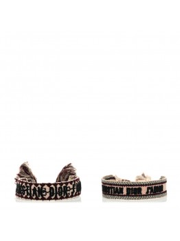 Woven Cotton J'Adior Friendship Bracelet Set Pink Burgundy