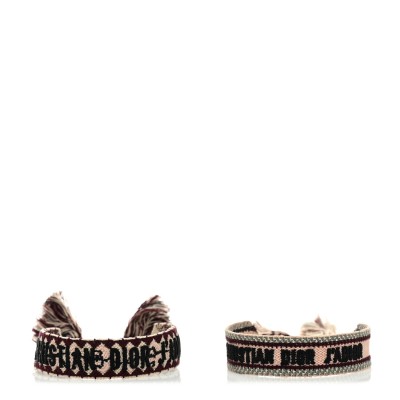 Woven Cotton J'Adior Friendship Bracelet Set Pink Burgundy