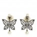 Crystal Pearl Butterfly Drop Earrings White