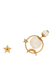 Pearl Moon and Star Tribal Hoop Earrings Gold