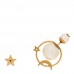 Pearl Moon and Star Tribal Hoop Earrings Gold