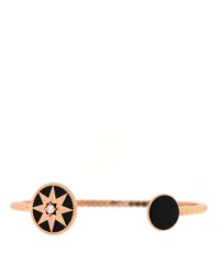 18K Rose Gold Diamond Black Onyx Rose Des Vents Cuff Bracelet
