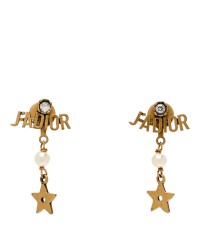 Pearl Crystal Star J'adior Drop Earrings Antique Gold