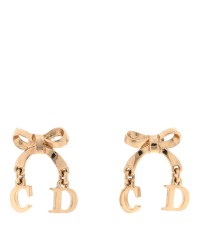 Metal Bow Drop Earrings Gold