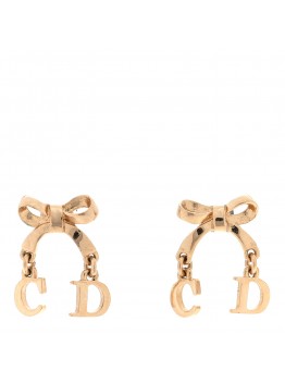 Metal Bow Drop Earrings Gold