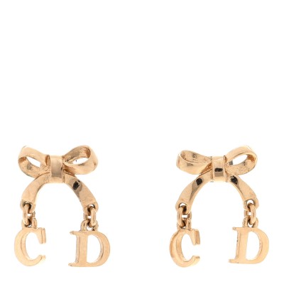 Metal Bow Drop Earrings Gold