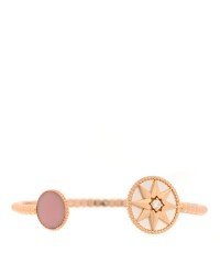 18K Rose Gold Diamond Pink Opal Mother of Pearl Rose Des Vents Cuff Bracelet