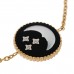 18K Yellow Gold Diamond Black Onyx Mother of Pearl Rose Celeste Bracelet