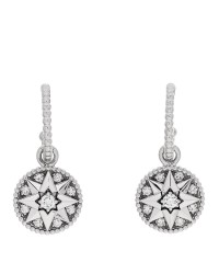 18K White Gold Diamond Rose Des Vents Pave Drop Earrings