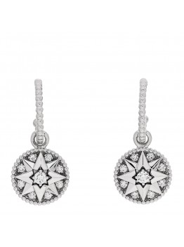 18K White Gold Diamond Rose Des Vents Pave Drop Earrings