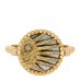 18K Yellow White Gold Diamond Black Onyx Mother of Pearl Rose Celeste Ring 50 5.25