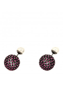 Crystal Pearl Dior Tribales Earrings Black Pink