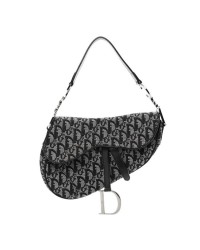 CHRISTIAN D Monogram Saddle Bag Black