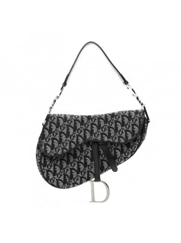 CHRISTIAN D Monogram Saddle Bag Black