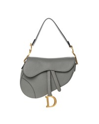 CHRISTIAN D Grained Calfskin Saddle Bag Grey