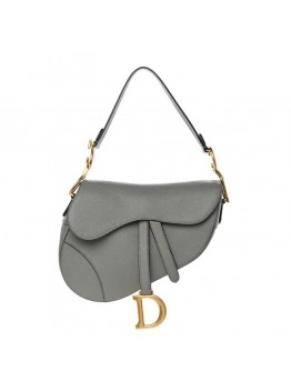 CHRISTIAN D Grained Calfskin Saddle Bag Grey