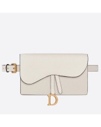 D White Calfskin Saddle Belt Bag