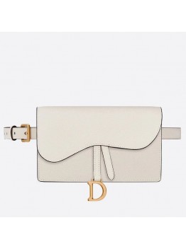 D White Calfskin Saddle Belt Bag