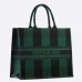 D Book Tote Bag  Check Embroidered Canvas