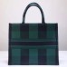 D Book Tote Bag  Check Embroidered Canvas