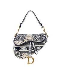 CHRISTIAN D Canvas Embroidered Around the World Saddle Bag Blue