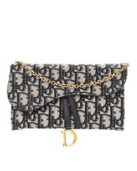CHRISTIAN D Oblique Saddle Chain Long Wallet Blue
