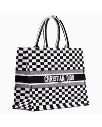 D Book Tote Bag  Checkered Canvas