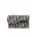 D Saddle Flap Compact Zipped Card Holder in Blue D Oblique Jacquard