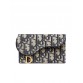 D Saddle Flap Compact Zipped Card Holder in Blue D Oblique Jacquard