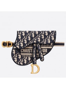 D Saddle Pouch Belt Bag In Blue Oblique Canvas