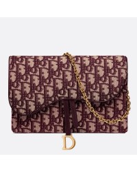D Bordeaux Oblique Saddle Chain Clutch