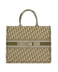 D Book Tote Bag In Green Oblique Canvas