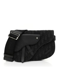 CHRISTIAN D Oblique Saddle Messenger Bag Blue Black