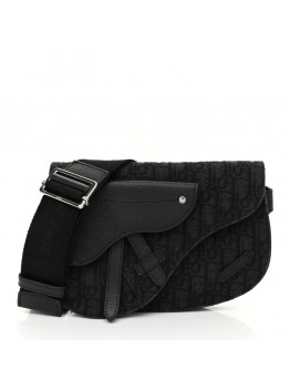 CHRISTIAN D Oblique Saddle Messenger Bag Blue Black