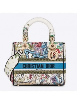 CD Women CD Medium Lady D-Lite Bag Latte Multicolor D-Constellation Embroidery