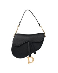 CHRISTIAN D Grained Calfskin Saddle Bag Black