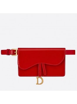 D Saddle Belt Bag In Red Patent Leather