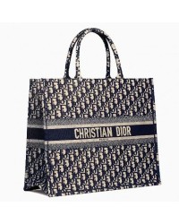 D Book Tote Bag In Blue Oblique Canvas