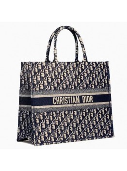 D Book Tote Bag In Blue Oblique Canvas